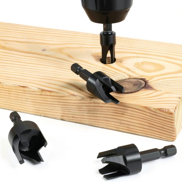 QWORK Boring Drill Plug Set Carbon Steel 5/8"-1/4"-4