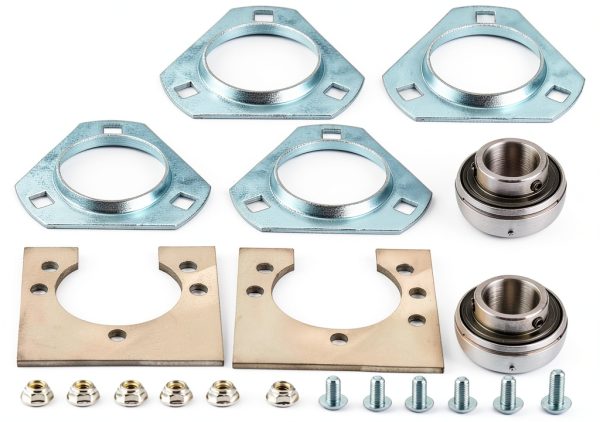 1" Live Axle Bearing Kit for Go-Karts Mini Bikes/Trikes/Off Road ATV with 3 Hole Flangettes Mount Hangers-2