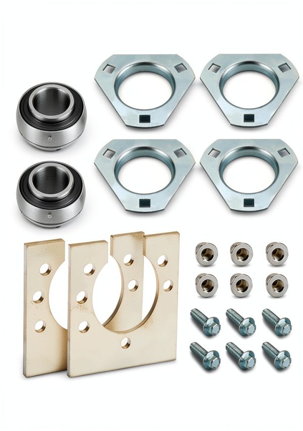 1" Live Axle Bearing Kit for Go-Karts Mini Bikes/Trikes/Off Road ATV with 3 Hole Flangettes Mount Hangers-8