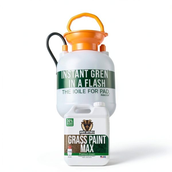 PetraMax Max Grass Paint for Lawn - Maintain Perfect Green Grass, Spray for Lawn & Shrubs Green Spray, Paint Pair with Petra Sprayers - Touch up Dog Spots - Non-Toxic Safe for Pets (Premium, 32 oz)-1