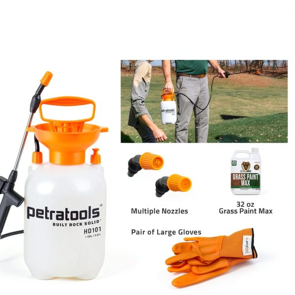 PetraMax Grass Paint for Lawn Sprayer Bundle - (32oz Grass Paint Max, 1 Gallon Pump Sprayer, Gloves) Green Grass Spray for Lawn, Lawn Dye, Grass Dye, Lawn Paint, Green Grass Spray Paint, Turf Paint-1